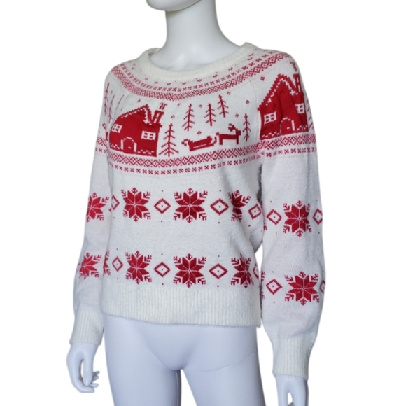Vintage Cupcakes Cozy Red and White Winter, Holiday Sweater Women's Size S. - Picture 2 of 14